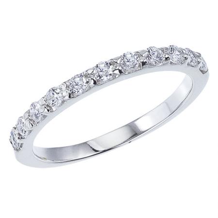 14K White Gold 11 Stone .55 Ct Diamond Bridal Band