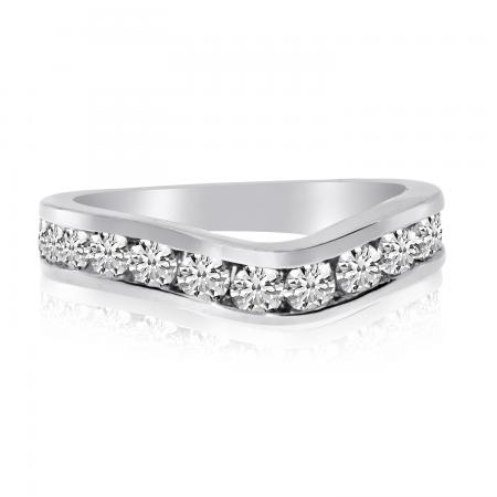 14K White Gold 1.05 Ct Diamond Curved Channel Band