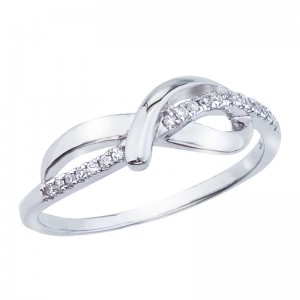 10K White Gold Knot Diamond Ring