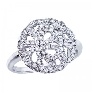 14K White Gold .70 Ct Diamond Dome Fashion Ring