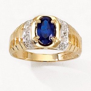 10k Yellow Gold Oval Sapphire And Diamond Ring