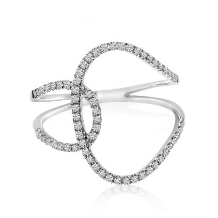 14K White Gold Interwoven Diamond Fashion Ring
