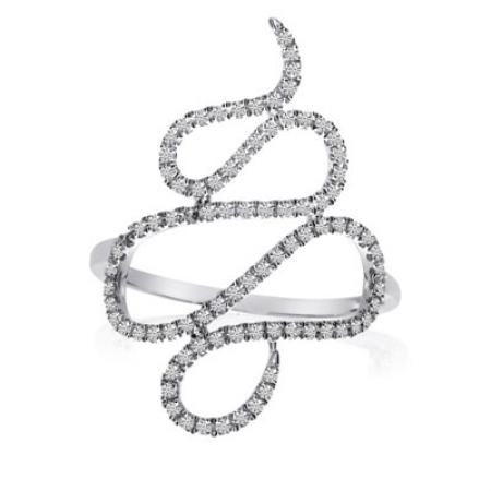 14K White Gold Diamond Snake Fashion Ring