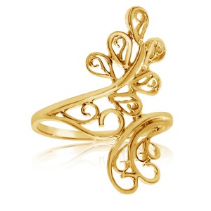 14K Yellow Gold Swirl Bypass Fashion Ring