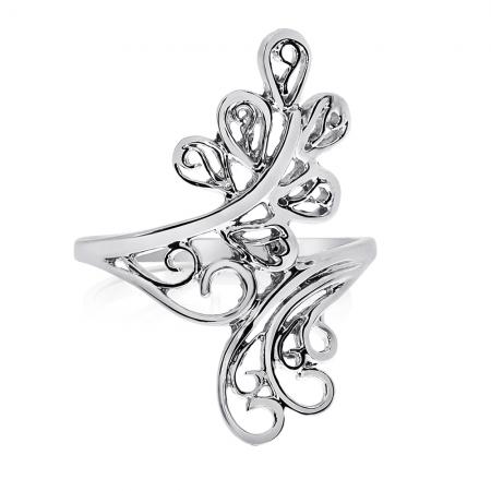 14K White Gold Fashion Swirl Bypass Ring