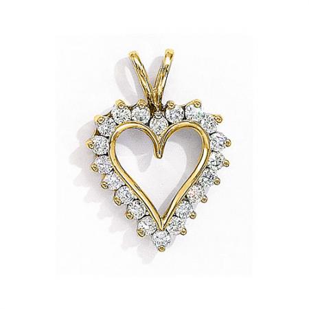 14K Yellow Gold Diamond Heart Pendant