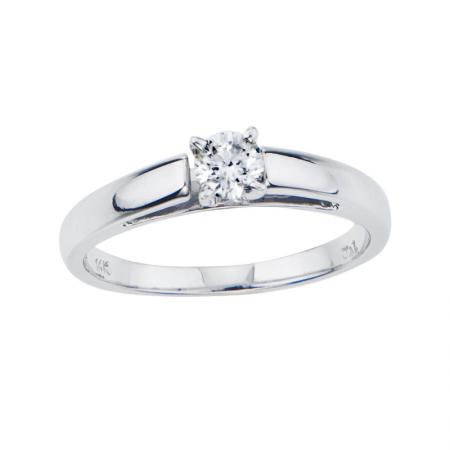 14K White Gold .25 Ct Diamond Solitaire Ring