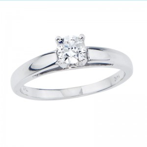 14K White Gold .33 Ct Diamond Solitaire Ring