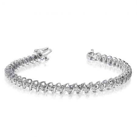 14K White Gold Diamond S Bracelet