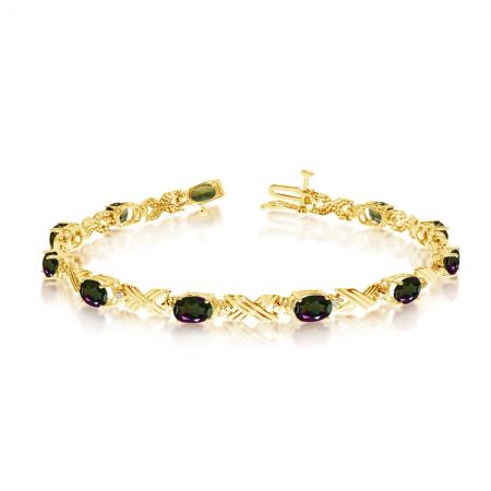 10K Yellow Gold Oval Mystic Topaz and Diamond Bracelet