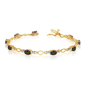 10K Yellow Gold Oval Mystic Topaz and Diamond Bracelet