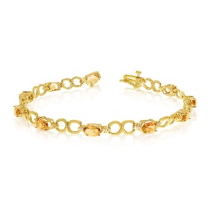 10K Yellow Gold Oval Citrine and Diamond Bracelet