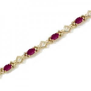 14K Yellow Gold Oval Ruby Bracelet