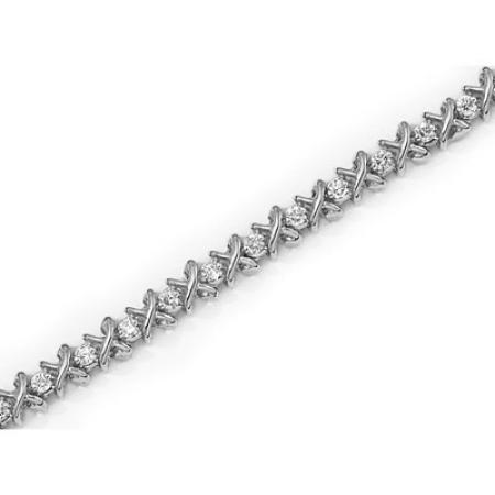 14K White Gold Diamond XO Bracelet