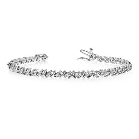 14K White Gold Diamond XO Bracelet