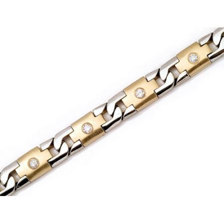 14K Yellow Gold Diamond Gents Bracelet