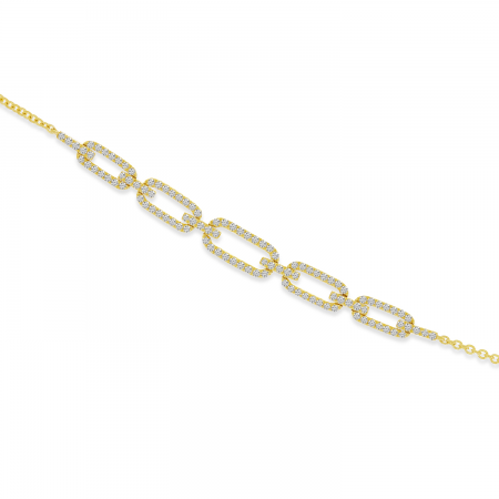 14K Yellow Gold Diamond Open Link Chain Bracelet