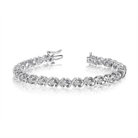 14K White Gold Diamond XO Bracelet