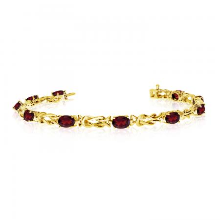 14K Yellow Gold Oval Garnet Bracelet