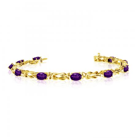 14K Yellow Gold Oval Amethyst Bracelet