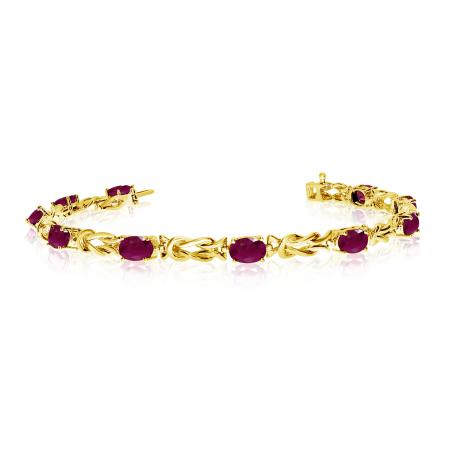 14K Yellow Gold Oval Ruby Bracelet