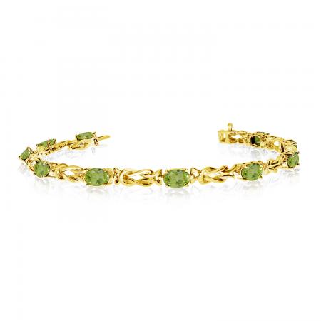 14K Yellow Gold Oval Peridot Bracelet