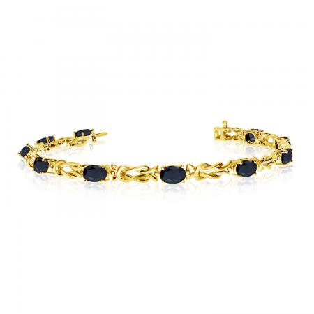 14K Yellow Gold Oval Sapphire Bracelet