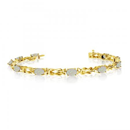 14K Yellow Gold Oval Opal Bracelet