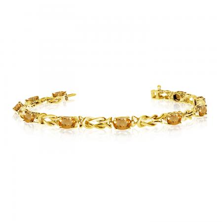 14K Yellow Gold Oval Citrine Bracelet