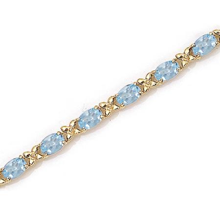 14K Yellow Gold Oval Aquamarine Bracelet