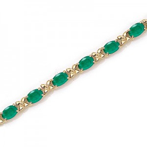 14K Yellow Gold Oval Emerald Bracelet