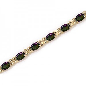 14K Yellow Gold Oval Mystic Topaz Bracelet