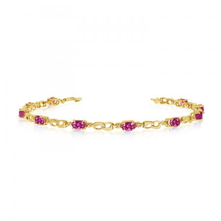 14K Yellow Gold Oval Ruby and Diamond Bracelet