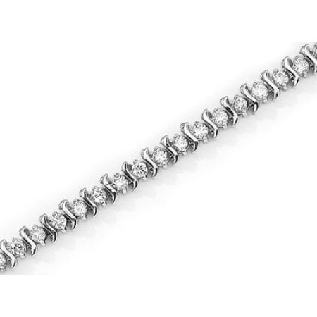 14K White Gold Diamond S Bracelet