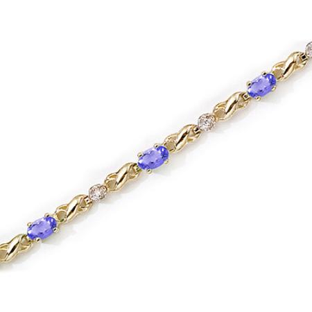 14K Yellow Gold Oval Tanzanite and Diamond Bracelet