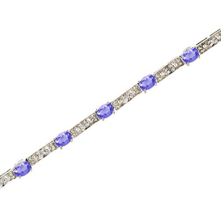 14K White Gold Oval Tanzanite and Diamond Bracelet