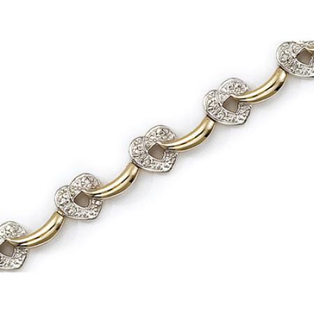 14K Yellow Gold Diamond Heart Bracelet