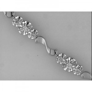 10K White Gold Diamond Flower Bracelet