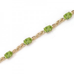 14K Yellow Gold Oval Peridot Bracelet