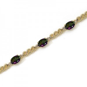 14K Yellow Gold Oval Mystic Topaz and Diamond Bracelet