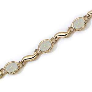 14K Yellow Gold Oval Opal Bracelet