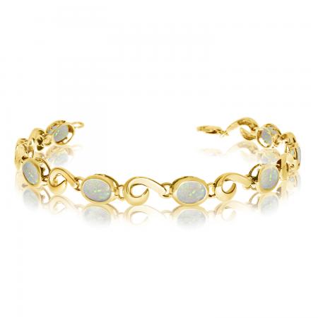 14K Yellow Gold Oval Opal Bracelet