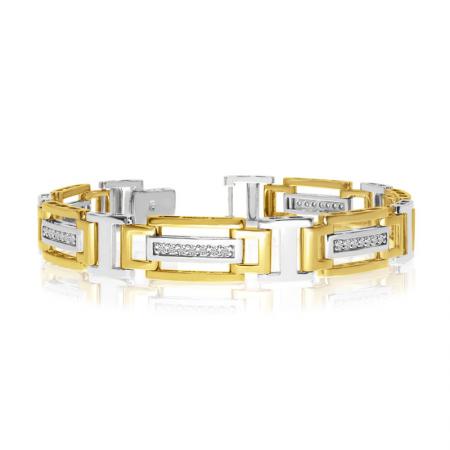 14K Yellow Gold Diamond Gents Bracelet