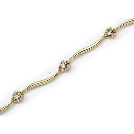 14K Yellow Gold Diamond Heart Bracelet