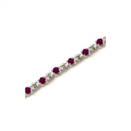 14K White Gold Round Sapphire and Diamond Bracelet