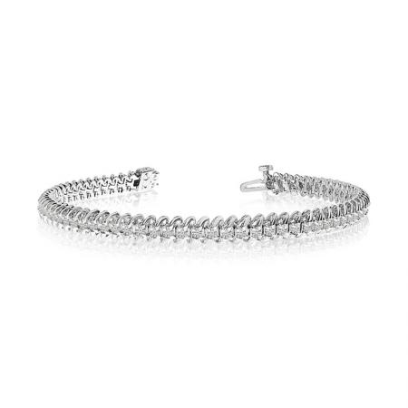 14K White Gold Diamond S Bracelet