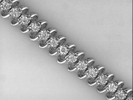 14K White Gold Diamond S Bracelet