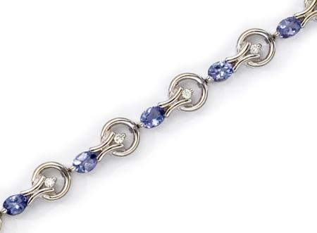 14K Yellow Gold Oval Tanzanite and Diamond Bracelet