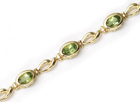 14K Yellow Gold Oval Peridot Bracelet