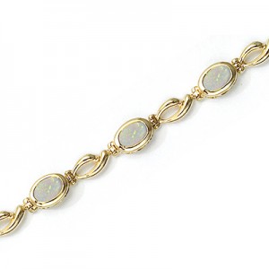 14K Yellow Gold Oval Opal Bracelet